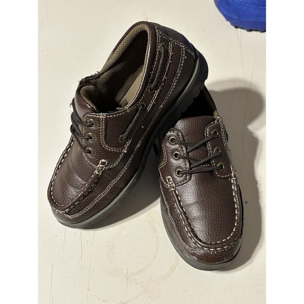 Sperry Boat Shoes Boys 4.5M‎ Brown Shoal 3 Eye YB40398A Nautical Loafers